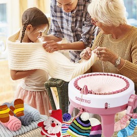 Sentro Knitting Machine, 48 Needles Smart Knitting Crochet Machine with Row Counter for Adults and Beginners, Automatic Circular Weaving Spinning Knitting Loom Machine Kit for Hat,Socks,Scarves,Gloves