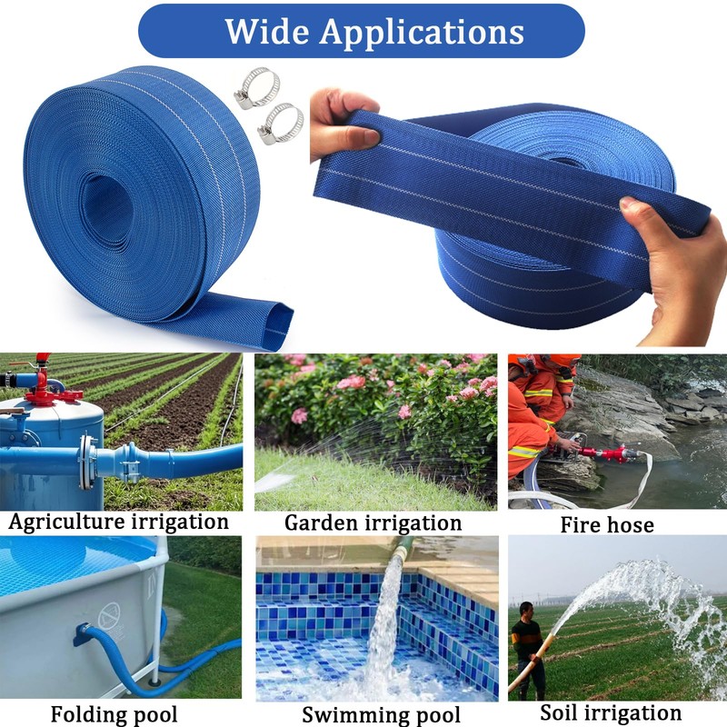 Pool Backwash Hose, Heavy-Duty PVC Hose, Lay Flat Discharge Hose,Flexible