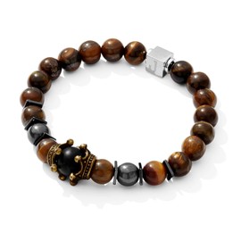 Jexiva Big King - Unique Unisex Bracelets - Hematite & Tiger Eye Stone - Help Health Support - Meditation Yoga - 8mm Beads Stretch Bracelet for Men, Women, Her & Him With Luxury Gift Box