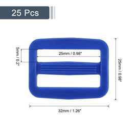 sourcing map 25Pcs Plastic Slide Buckle, 1" Tri-Glides Slides, Adjustable Webbing Buckles Fasteners for Backpack Purse Belt Webbing Strap, Blue