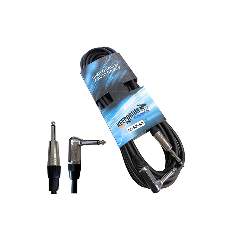 KEEPDRUM GC-008 6 m Guitar Cable, 6.3 mm Angled Jack/Straight