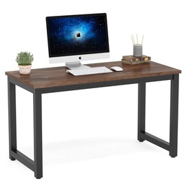 Tribesigns Modern Simple Computer Desk, 47 inch Vintage Office Desk Computer Table, Study Writing Study Desk Workstation for Home Office, Rustic Brown