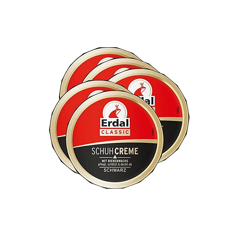 5X Erdal Classic Schuhcreme Schwarz - Dosencreme, pflegt, glänzt &