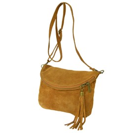 zarolo Women's Leather Bag, Small Shoulder Bag, Shoulder Bag with Fringes, Genuine Suede