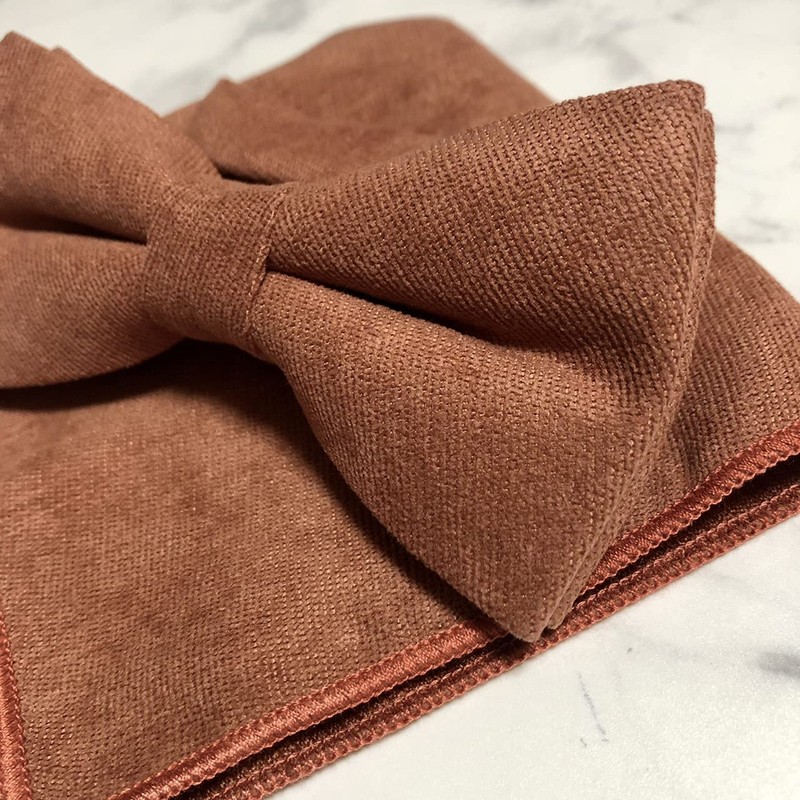 Brown Orange [Bow Tie & Pocket Square] 2-piece Set, Men's