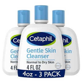 Face Wash by CETAPHIL, Hydrating Gentle Skin Cleanser for Dry to Normal Sensitive Skin, NEW 4 oz 3 Pack, Fragrance Free, Soap Free and Non-Foaming