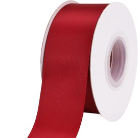 Clmentp 1-1/2 Inch Wide Wine red Satin Ribbon,Craft Fabric Ribbon by 25 Yard Silk Ribbon for Gift Wrapping,Satin Wedding,Flower Bouquet,Holiday Decorations