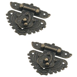 DGHAOP 2PCS Bronze Embossed Decorative Vintage Locks with Mounting Screws Zinc Alloy Peach Concealed Latch 2.32x2.68 inches Adaptable to Wooden Boxes Chests and Drawers Antique Panel Tower Latch