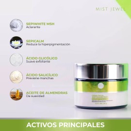 Mist Jewel Crema Reductora De Pigmentacion Aclaradora Para Manchas Faciales En La Piel Perfect Pigment | Facial Cream Antimanchas Adicionado Con Ácido Glicólico Y Salicílico Para Unificar El Tono 50g
