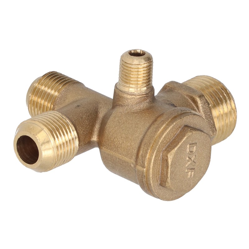 Air Compressor Valve Replacement Components Brass 4 Way Double Pipe