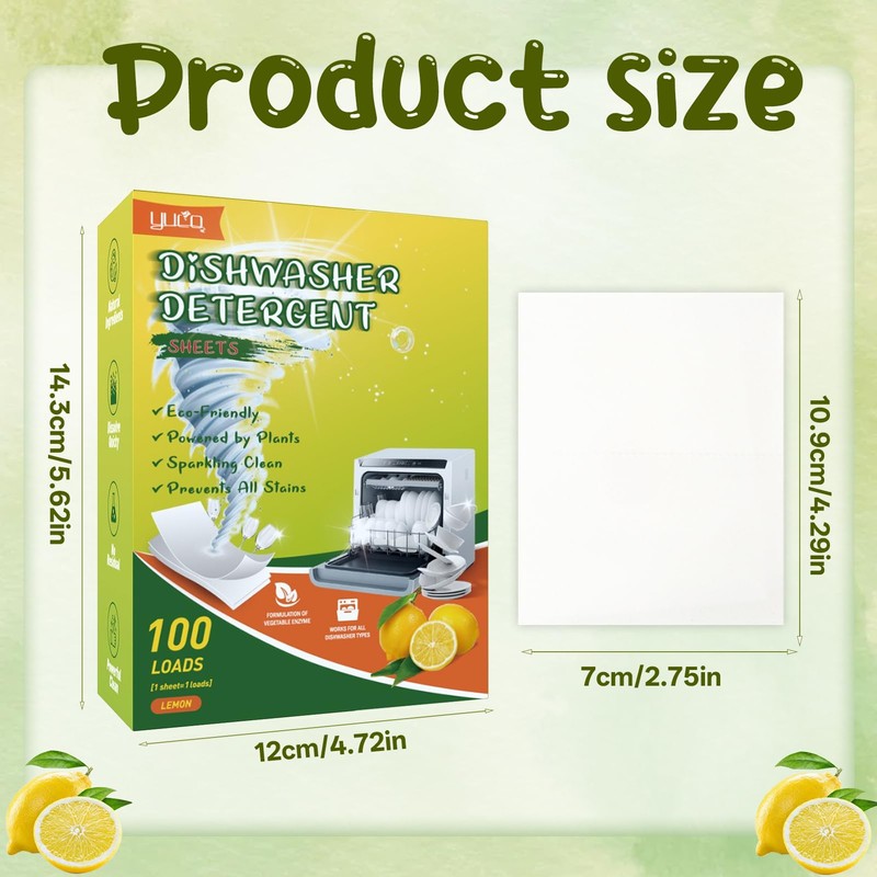 Pack of 100 Dishwasher Sheets Dishwasher Tablets for Powerful Cleaning