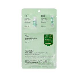VTCOSMETICS Xialeti A All-in-One 3-Step Mask, Introduction Liquid, Sheet Mask, Serum, Cream, Pores, Skin Care, Korean Cosmetics, Retinol