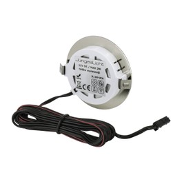JungesLicht Set of 2 Furniture Lights Tim 2 Watt Warm White 3000 K 200 Lumen for 54-58 mm Holes Ultra Flat 11 mm Installation Depth Transformer with 3x Amp Connections and Power Cable Dimensions 103 x 41 x 12 mm Plug-In System