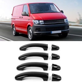 TTCR-II 8 PCS Door Handle Cover Compatible with VW T5 Transporter Door Handle 2003-2015,Exterior Door Handle T6 Transporter 2015-Up For VW Caddy Van Car Door Handle Shell 2004-2015 (Glossy Black)