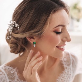 Teardrop Crystal Drop Dangle Earrings for Women, 18K Gold Plated Hypoallergenic Austrian Crystal Stud Earrings CZ Jewellery, Brass, No Gemstone