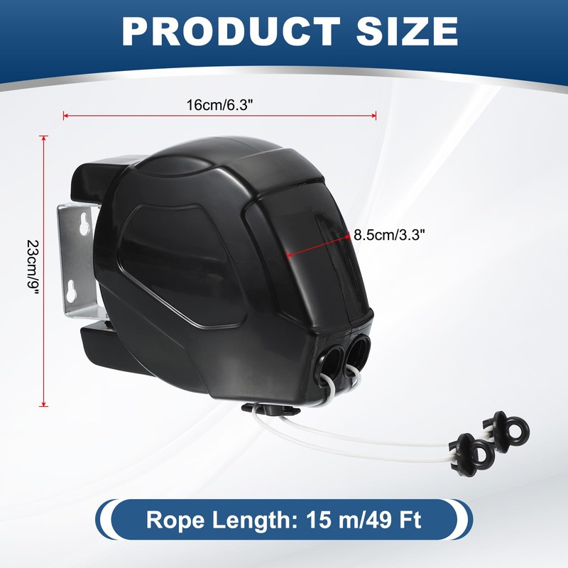 uxcell 2x49ft Retractable Clothesline Outdoor Indoor, Heavy Duty PVC Clothes