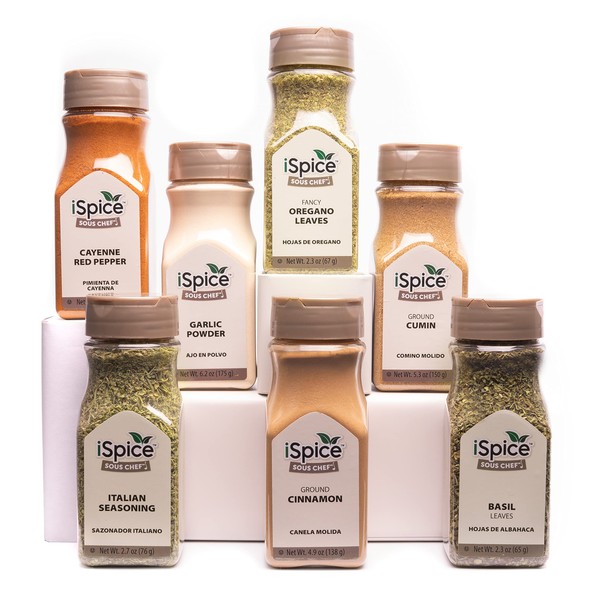 iSpice Spice Set with Spices Included Basil, cayenne, cinnamon, cumin,