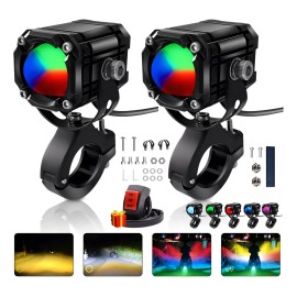 2 Faros Luces Led Auxiliares 4 Modos Lupa Para Moto
