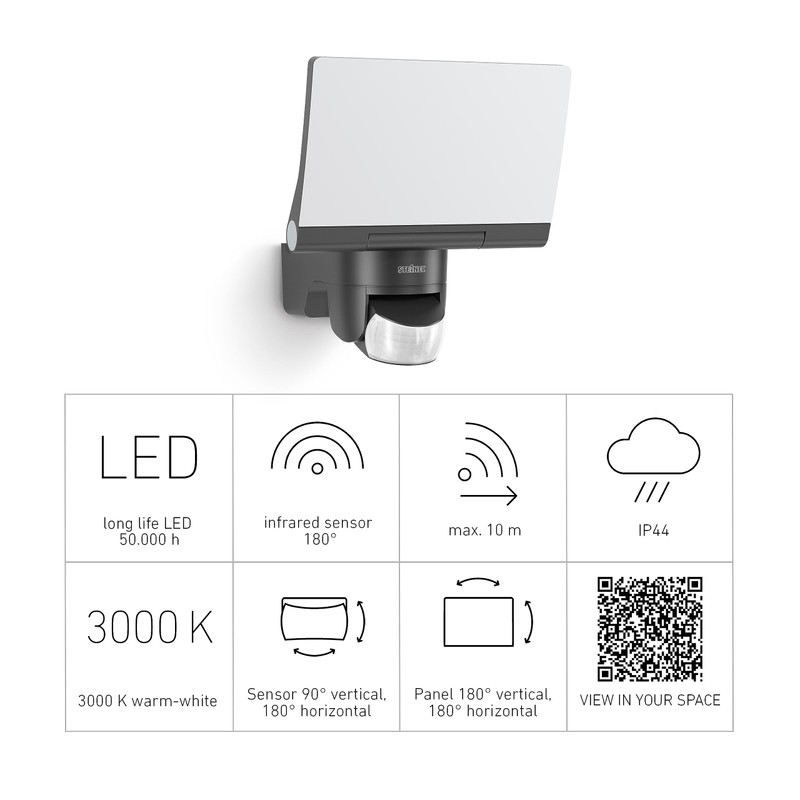 Steinel LED Spotlight, XLED Home 2 LED, Graphite, 14 W,