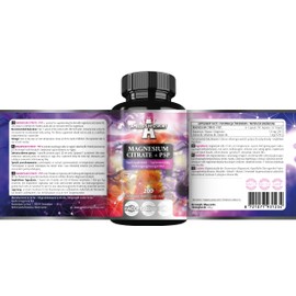 Magnesium Citrate 120 mg + Vitamin B6 (P-5-P) 5 mg, 200 Vegan Capsules, 6 Month Supply, Organic Form of Magnesium - Dietary Supplement Apollo's Hegemony