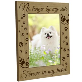 CREATCABIN Wooden Photo Frame Pictures Display 4 x 6 Wall Mounting Poster Paw Print Brown Frame Stand Pet Memorial Gifts 15 x 20 cm No More On My Side Forever In My Heart