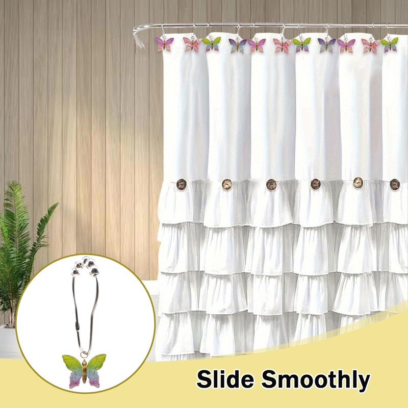 12 Pcs Pink Bow Shower Curtain Hooks Rings for Bathroom,