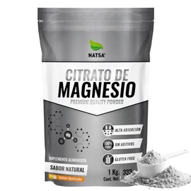 NATSA Citrato de Magnesio 3000mg Premium Polvo 1 kg 333 Porciones