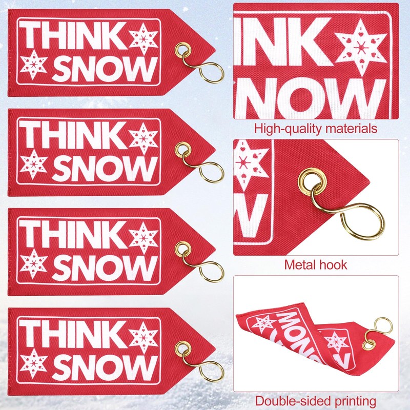 4 Pack Think Snow Flags with S-Hooks, Snow Plow Blade