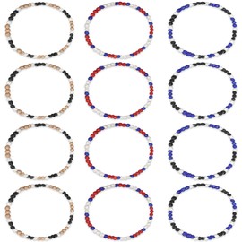 CONEHOY 12 Pcs Baseball Beaded Necklace 18 in Bling Collection Clay Beaded Necklace Glitter Rhinestone Gifts for Men Women Baseball Team Lovers