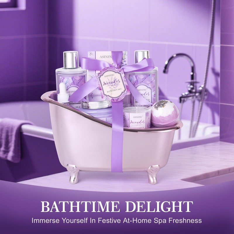 9Pcs Moisturizing Lavender Spa Bath Gifts Set - Spa Gift