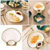 DOITOOL 3PCS Ceramic Sushi Plate with Sauce Compartment, Seashell Shaped