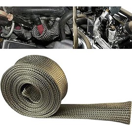Heat Shield Sleeve Fuel Line Heat Shield Auto Hose Spark Plug Wire Cover Protectors Boots Roll 2500 Degree for Car&Auto Wire Loom Brake Cable (1" IDX10', Titanium)