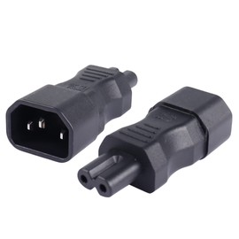 PNGKNYOCN C14 to C7 Power Adapter,10A 250V AC IEC 320 C14 Male to C7 Female Power Adapter，Standard AC Power Cord Plug(2Pack)