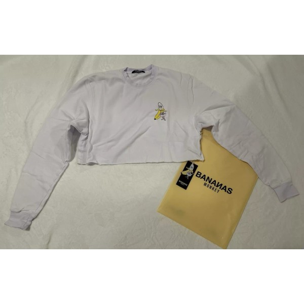 Bananas Monkey NWT Bananas Monkey Cropped White Homies Crewneck -