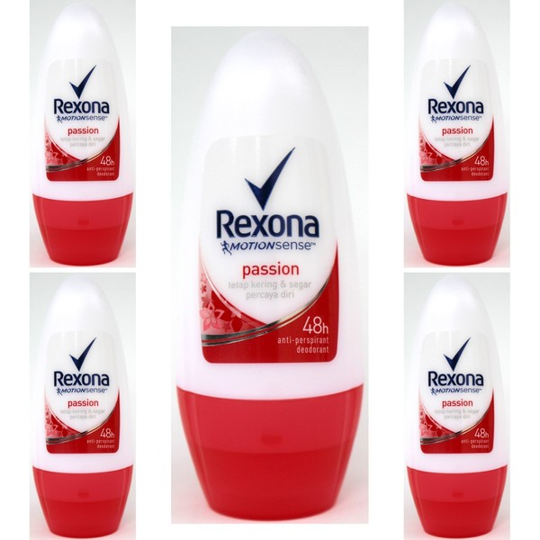 Rexona Women's Antiperspirant Deodorant, Roll On Passion, 1.7 fl oz (50 ml) x Set of 5