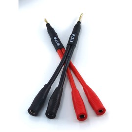 WJSTN Braided Wire Banana Plug Splitter 1 Male 2 Female Adapter, Gold pin Banana Plugsfor Spring-Loaded Inputs,2- Pack