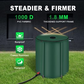 SHAWREWIN 100 Gallon Collapsible Rain Barrels, Large Rain Water Clloection Barrels, Rainwater Collection from Gutter, Portable Rain Catcher Barrel with Filter Spigot Overflow Kit, Green