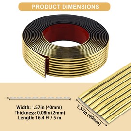 Soengsau Glossy Gold Finish Wall Molding Trim, 196.8"L x 1.57"W Peel and Stick Corner Guards, Protection & Decoration for Countertops, Furniture Cabinets and Tables