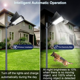 Indmird Solar Street Lights Outdoor, 10000LM Commercial Parking Lot Light, IP66 Waterproof Super Bright Solar Street Lights Outdoor, Motion Sensor with Remote Control, for Parking Lot, Yard, Street