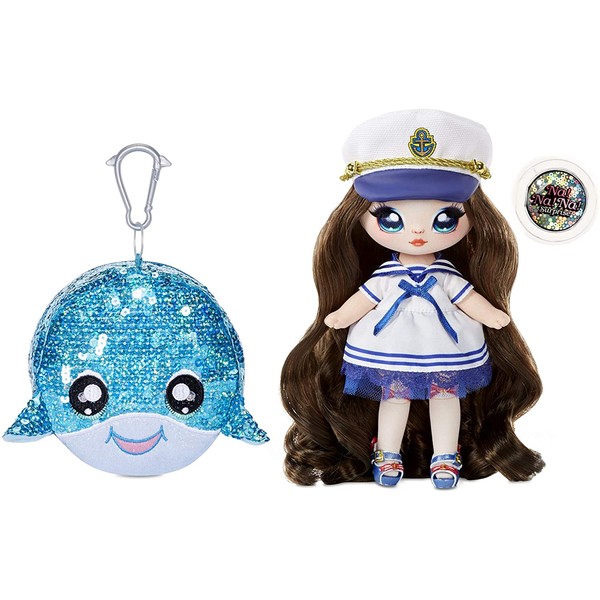 MGA Entertainment Na! Na! Na! Surprise 2-in-1 Fashion Doll and Sparkly Sequined Purse Sparkle Series – Sailor Blu, 7.5" Sailor Doll
