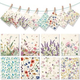 8 Pieces Wildflowers Swedish Kitchen Dishcloths Butterflies and Flowers Kitchen Towels Set Absorbent Dish Cleaning Cloths Reusable Sponge Quick Drying Cleaning Dishcloths for Home Kitchen Cleaning