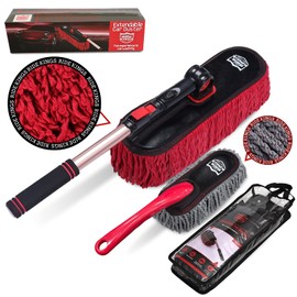 RIDE KINGS Car Duster Exterior Scratch Free,Car Dusters Extendable Handle Cleaning Exterior,Detailing Brush Kit for Truck,SUV,Caravan,Motorcycle,Wax Cotton Fabric,Waterless Wash Equipment