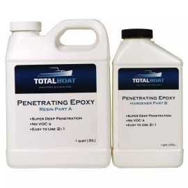 TotalBoat Clear Penetrating Epoxy Wood Sealer Stabilizer for Rot Repair and Restoration Qt