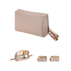 KGDUYC Women's Portable Cosmetic Bag, Handbag Cosmetic Bag, Small Multifunctional Storage Bag, Cosmetic Storage for Travel, Bedroom, Bathroom and Other Occasions - Khaki