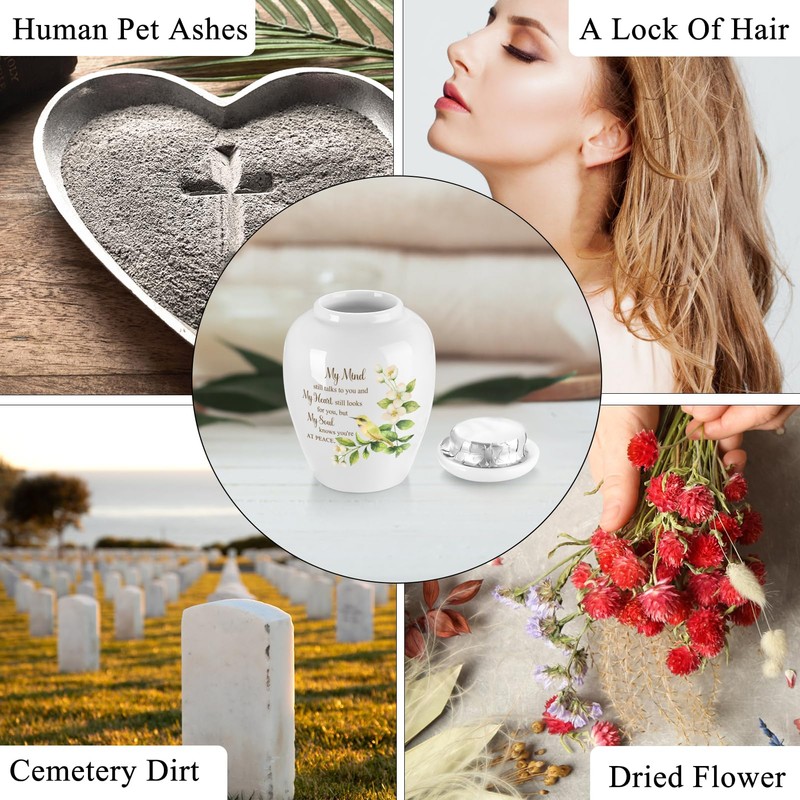 SOITIS Ceramic Mini Urn for Ashes - 2.8 Inch Elegant