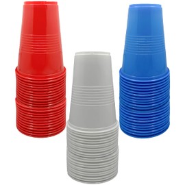 Freedom Farms Patriotic Disposable Plastic Cups, 16 oz, Red White & Blue, Set for Parties & Picnics (72 Count)