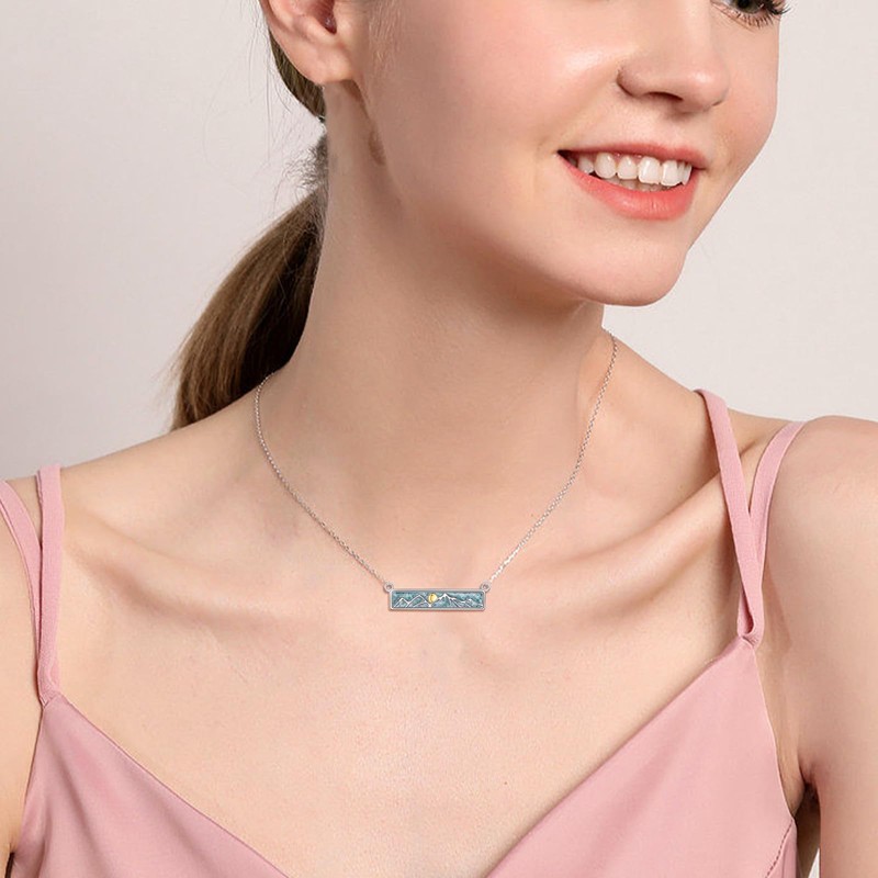 Mountain Necklace Sterling Silver Turquoise Mountain Pendant Teardrop Jewelry Gifts