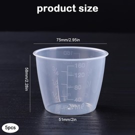 5PCS Plastic Transparent Rice Measuring Cups ，160 ml for Rice Cookers and Laundry Measuring，Cooking and Laundry Use
