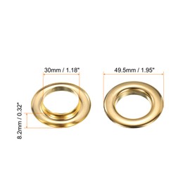 QUARKZMAN Set of 10 Eyelets 30 mm 1-1/6 Inch Brass Eyelet Kit with Washers for Fabric Curtain Tarpaulin Leather Belt Shoes Bag DIY Gold