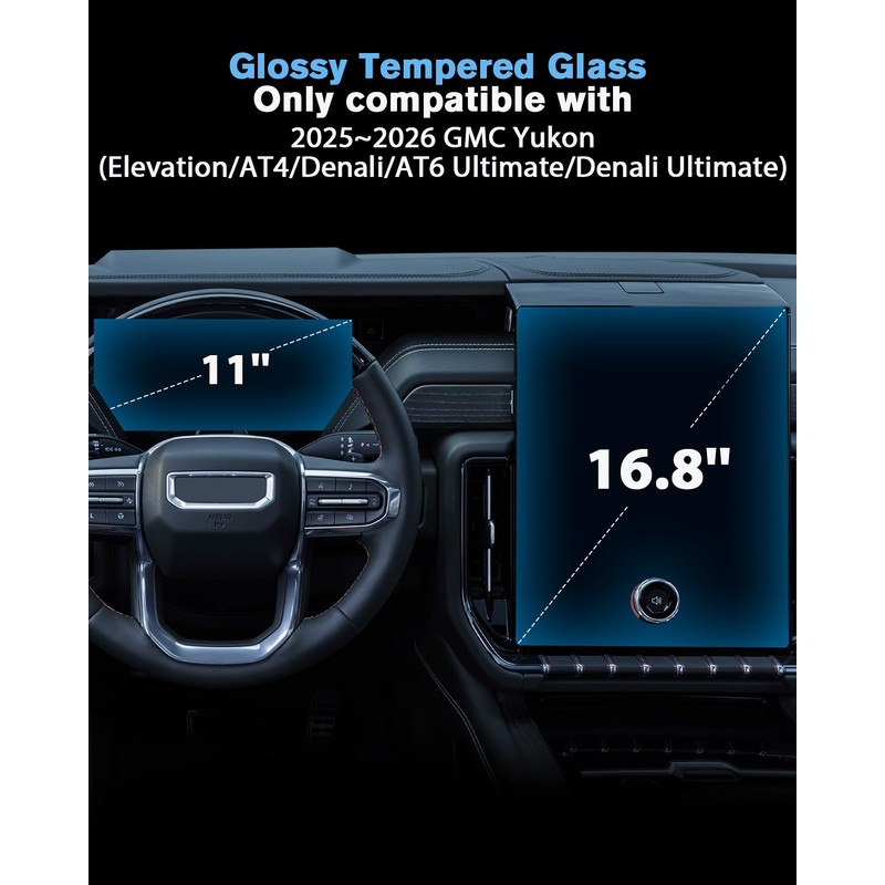WEIPIN For 2025~2026 GMC Yukon Screen Protector 16.8 Inch Glossy